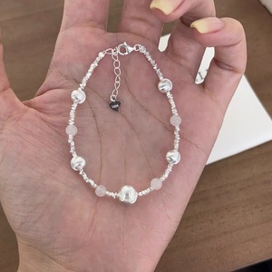 S925 Sterling Silver <b>Bracelet</b> With White Jade <b>Beads</b> Ball Shape Unisex Jewelry Gift - Product Image 4