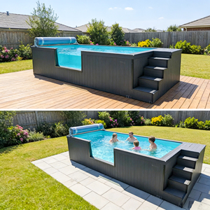 Piscine hors sol en fibre de verre à installation rapide pour extérieur, piscine conteneur en fibre de verre - Product Image 4