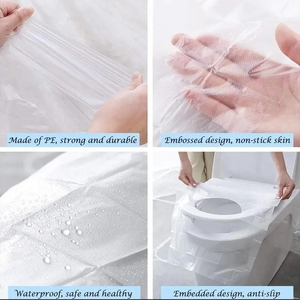 Vente en gros de couvre-siège de <span class=keywords><strong>toilette</strong></span> en plastique jetable imperméable et antidérapant protecteurs de siège de <span class=keywords><strong>toilette</strong></span> de voyage emballés individuellement - Product Image 6