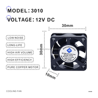 Ventilateur axial sans balais 3010 DC 5V 12V 24V ultra-mince 8000 tr/min à double roulement à billes pour refroidissement de processeur d'ordinateur