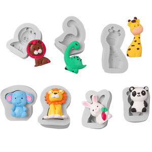 Moule en silicone pour <span class=keywords><strong>animaux</strong></span> de la forêt, 1 pièce 2D, lion, éléphant, lapin, panda, fondant, pâte à <span class=keywords><strong>sucre</strong></span>, décoration, vente de moules en silicone - Product Image 3