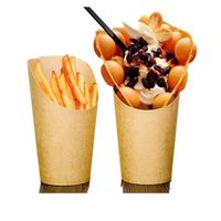 Gobelet en papier kraft incliné pour frites, emballage jetable pour poulet frit, gobelets à emporter pour snacks