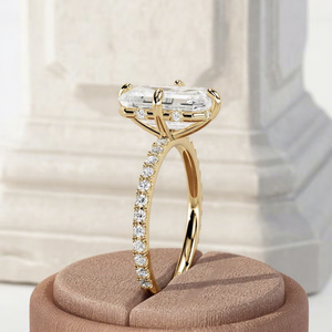 Anillo de Compromiso Elegante con Diamante Cultivado en Laboratorio, Corte Esmeralda, Estilo Art Deco, 4 Quilates, Oro 14k/18k, Certificado IGI, para Mujer, India - Product Image 5