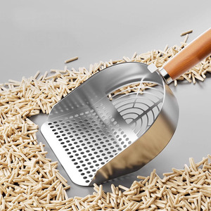 Paletta per lettiera per gatti in acciaio inossidabile due in uno con fori sottili raschietto per <span class=keywords><strong>cacca</strong></span> di metallo grande per una facile pulizia in sabbia minerale - Product Image 3