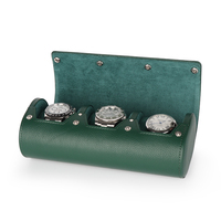 Boîte de voyage pour montres en cuir véritable vert et noir de haute qualité, 3 emplacements, souple, logo personnalisé, fabricant, embossé