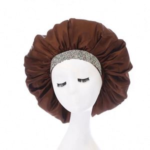 Glittering Rhinestones Bonnet Wide Band Satin <b>Eye</b> <b>Mask</b> Sleeping Hat Night Sleep Cap Hair Gift - Product Image 3