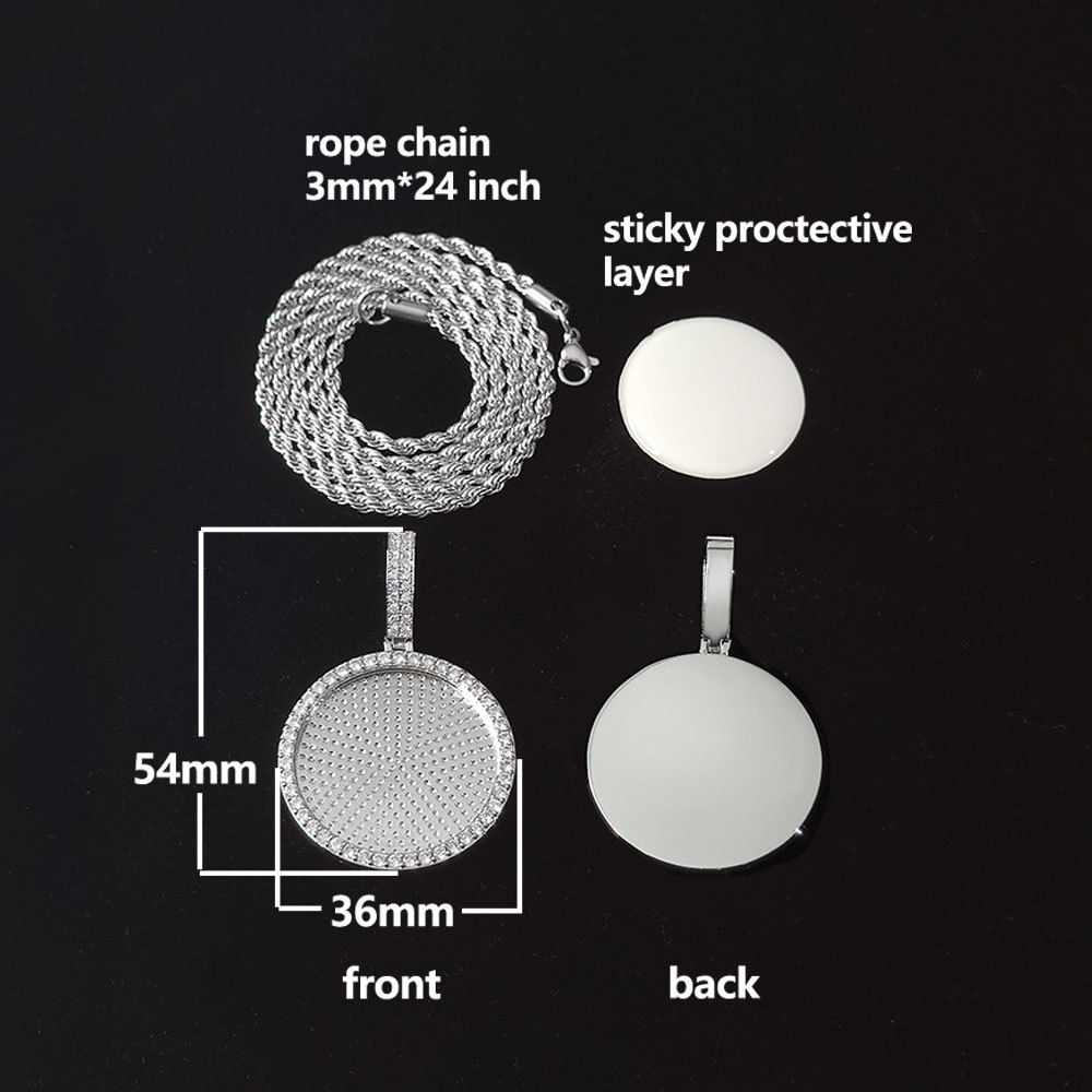 Pendentif en argent de 36 mm avec chaîne en corde gratuite