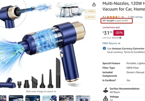 Aspirateur de voiture portable rechargeable 2025, grande puissance d'aspiration, soufflage et aspiration 2 en 1, aspirateur de voiture sans fil - Product Image 2