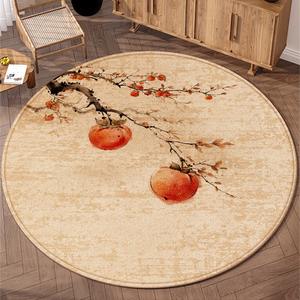Alfombra redonda de estilo chino con patrón de flor de ciruelo, protector de suelo antideslizante para decoración del hogar y sala de estar - Product Image 3