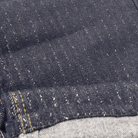 Tissu en denim réactif à rayures bleues avec fil métallique argenté 10,1 oz 70,5 % coton 29 % polyester pour jeans résistants à la décoloration 68/69 pouces sans irritation