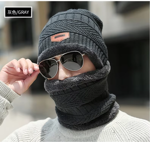 <span class=keywords><strong>Ensemble</strong></span> <span class=keywords><strong>bonnet</strong></span> et écharpe en fourrure épaisse tricotée coupe-vent et chaude pour enfants, hommes et femmes - Product Image 4