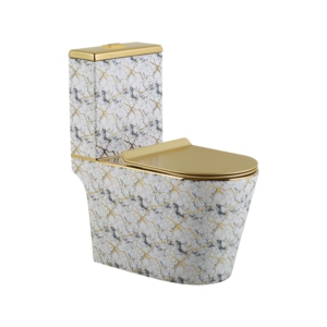 Inodoro de Cerámica de Diseño Moderno y Lujoso para Baño, con Ahorro de Agua de 4.5 <span class=keywords><strong>L</strong></span>, Descarga Tornado, Color Dorado, de Una Pieza - Product Image 2