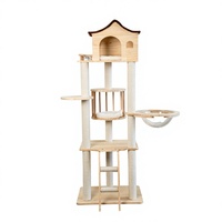 Arbre à chat moderne de haute qualité, grand, multi-niveaux, en bois, avec poteau à gratter en sisal et tour à gratter en tissu, en carton