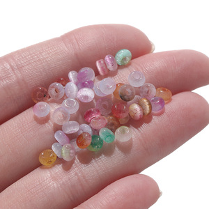 Glass Two Tone Cats Eye <b>Beads</b> 2x4mm Round Loose <b>Beads</b> For Jewelry Making DIY Accessories Mixed Colors Wholesale - Product Image 3