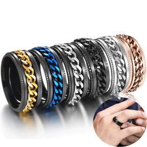 Commercio all'ingrosso interspago 8mm Fidget ansia Spinner anello tungsteno per uomo donna nero blu argento oro agitarsi anello ansia - Product Image 1