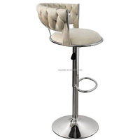 Tabouret de bar TUQ le plus vendu, rembourré en velours, avec dossier tissé confortable, adapté aux îlots de cuisine et aux hôtels