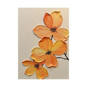 Hand Painted Oil Painting Orange Floral Abstract Art Modern Living Room Wall Decor Creamy Style Texture <b>Canvas</b> No <b>Frame</b> - Product Image 5