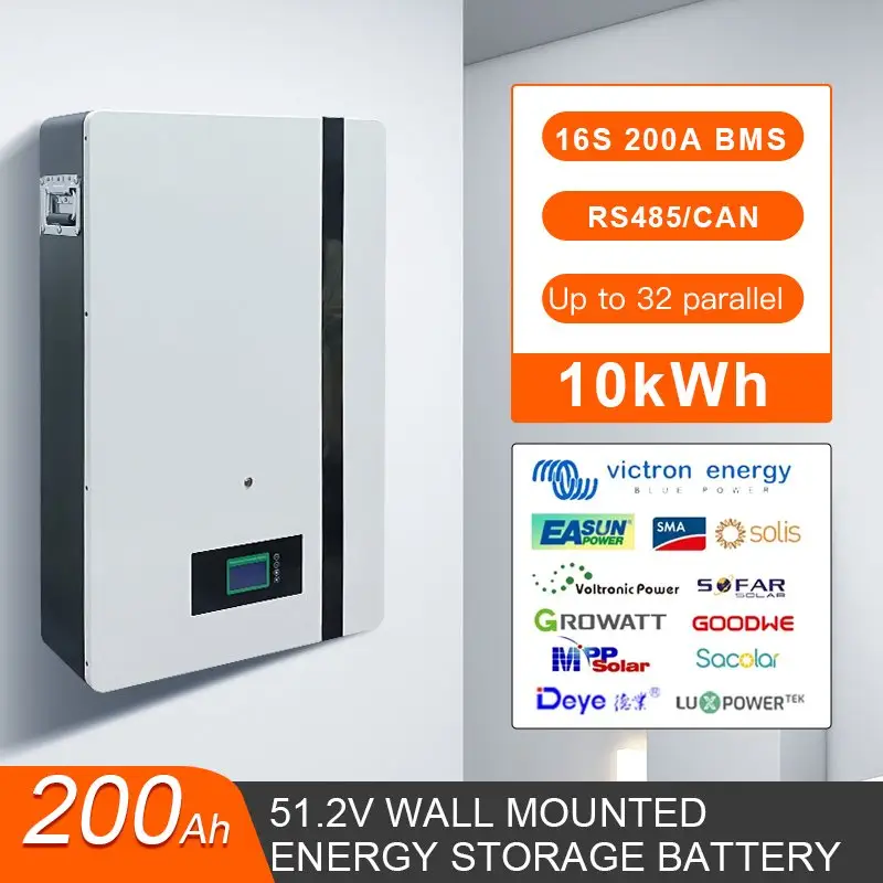 Powerwall a parete batteria agli ioni di litio 48V 200Ah 10Kwh casa batterie di accumulo di energia solare