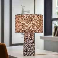 Lampe de table moderne et simple pour la lecture et l'étude, abat-jour en tissu imprimé léopard, douille E14, alimentation électrique pour salle de lecture