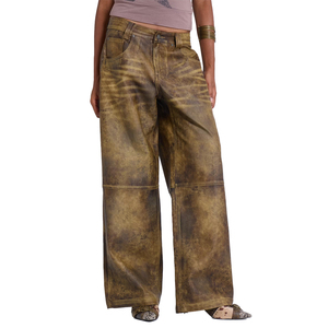 <span class=keywords><strong>Pantaloni</strong></span> in Ecopelle Vegana Lavata Personalizzati, <span class=keywords><strong>Pantaloni</strong></span> Larghi in <span class=keywords><strong>Finta</strong></span> <span class=keywords><strong>Pelle</strong></span>, Moda Femminile Unica - Product Image 2