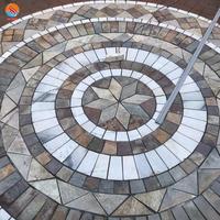 Dalles de pavés en ardoise naturelle pour patio circulaire, mosaïque en ardoise à jet d'eau pour cour