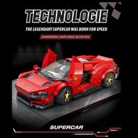Juego de bloques de construcción de coche de velocidad a escala 1: 24 para niños y adultos, juguete técnico de bloques de construcción con 306 piezas de Ferrared Daytona