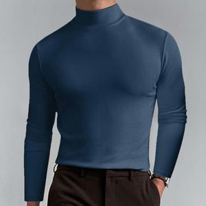 เสื้อยืดผู้ชายแขนยาวสีพื้นสีพื้นปี2023สไตล์ยุโรปและอเมริกาฤดูใบไม้ร่วง - Product Image 2