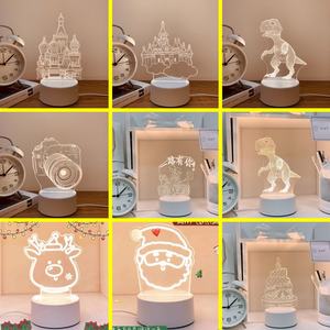 Lampe de chevet LED compacte pour chambre à coucher avec télécommande, veilleuse 3D 2022 en acrylique, sans fil, pour enfant, à piles, 30 LED, écologique, CE, moderne - Product Image 3