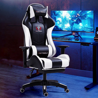 Chaise de jeu ergonomique en cuir de haute qualité, dossier haut, pivotant à 360°, inclinable avec éclairage LED RGB