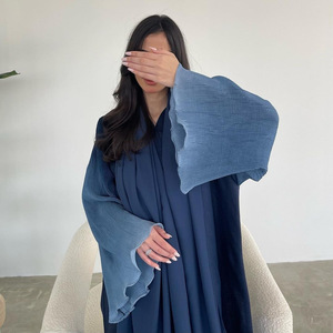 Árabe Abaya mujeres vestido Kimono plisado manga acampanada ropa islámica alta calidad elegante Dubai Abaya Cardigan Kaftans - Product Image 5