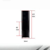 Pot à crème noir avec pompe sans air 30 ml, flacon cosmétique carré en acrylique à torsion pour sérum et lotion de soin de la peau avec logo personnalisé