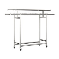 Portant à Vêtements Mobile Télescopique Démontable en Acier Inoxydable, Séchoir à Linge Pliable Intérieur/Extérieur, Tringle à Sécher Portable