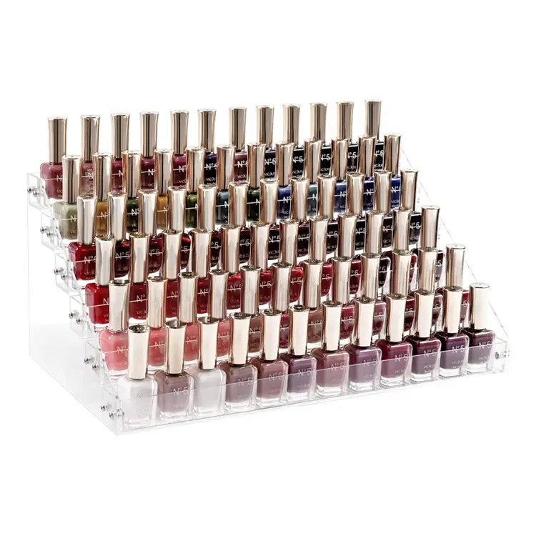 Detachable 6 Tier Clear Acrylic Nail Polish Organizer Display Holder Holding up to 72 Bottles