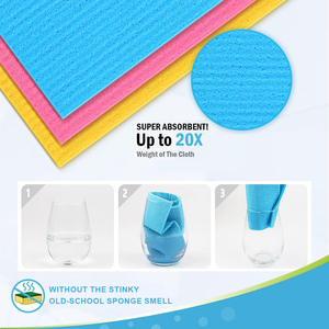 Chiffons de nettoyage écologiques pour la maison et la cuisine Chiffon éponge en cellulose naturelle Serviettes de nettoyage en papier réutilisables pour la maison - Product Image 3