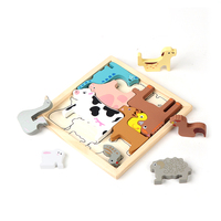 Mainan Edukasi Anak Grosir Puzzle Kayu Hewan Ternak IQ Fit Puzzle Jigsaw untuk Anak-anak