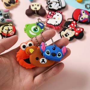 Wholesale Cheapest <b>Cute</b> Cartoon Key Holder Cover Cap Case Keychains/Silicone Mickey Key Ring Stitch <b>Bear</b> Key Chains for Gifts - Product Image 2
