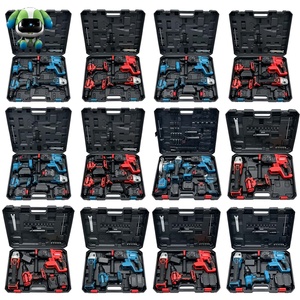 Kit combiné sans fil perceuse et visseuse à chocs avec batteries, chargeur et mallette pour atelier, garage et usage domestique - Product Image 1