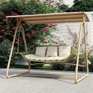 Silla Columpio de Ratán de Estilo Nórdico, Diseño Moderno y Lujoso, Ecológica, con Toldo, para Patio <span class=keywords><strong>Exterior</strong></span>, Balcón, Hogar - Product Image 3