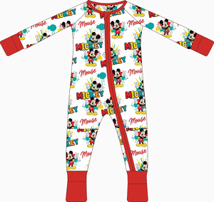 Individuell Bedruckter Bambusfaser-Baby-Schlafanzug mit Reißverschluss und Füßen Kleinkinder-Pyjama Kleidung - Product Image 1