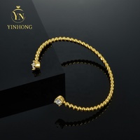 Bijoux simples et agréables Bracelet mince en diamant plaqué or 18 carats Moissanite Double Offre Spéciale ronde Bijoux de mode pour femmes
