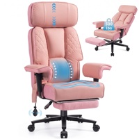 Chaise de bureau ergonomique rose à dossier haut avec support lombaire pneumatique, pivotante, grande taille, pour la maison et le bureau