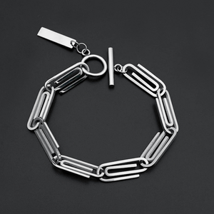 टाइटेनियम स्टील ज्यामितीय कंगन रेट्रो फैशन हाथ की अंगूठी पुरुषों और महिलाओं कागज क्लिप सरल व्यक्तित्व DMB 502 - Product Image 6