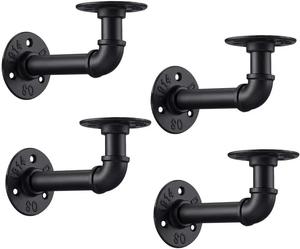 Supports d'étagère industriels en fonte 19 x 6,5 cm, vintage noir, pour montage mural, étagère flottante pour salle de bain, rangement rustique à domicile - Product Image 1