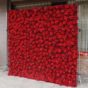 Factory Price Wedding White Flower Wall Backdrop 8ft X 8ft <b>Artificial</b> red Rose Flower 5d flower wall - Product Image 2