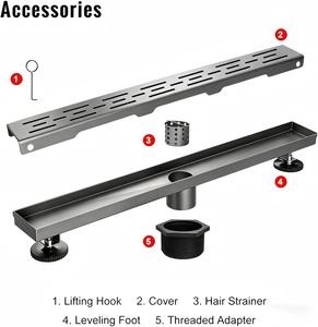 Sifone Doccia Lineare Moderno <span class=keywords><strong>in</strong></span> Acciaio Inox 304 con Griglia Rimovibile, Facile da Installare e Pulire, per Vasca da Bagno, Cucina e Uso Esterno - Product Image 4