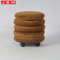 Pouf multifonctionnel en velours doux avec pieds en bois pour chambre, hôtel, appartement, salon