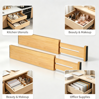 Lot de 4 séparateurs de tiroirs en bambou, organisateurs de tiroirs extensibles, séparateurs de rangement pour cuisine, chambre, commode, bureau et vêtements