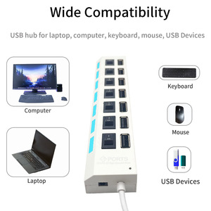 ฮับ <span class=keywords><strong>USB</strong></span> 2.0 แบบหลายพอร์ต 7 ช่อง สำหรับคอมพิวเตอร์และแล็ปท็อป - Product Image 3