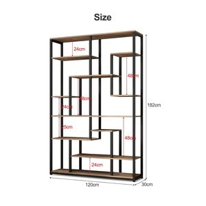 Étagère à livres à 7 niveaux, bibliothèque haute, étagère de présentation, rangement avec étagères ouvertes, noire, pour salon, chambre, bureau à domicile, style rustique - Product Image 2