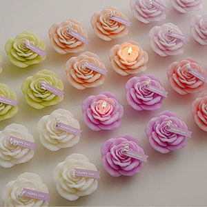 फ्लेर्सेंस चीन कारखाने गर्म बिक्री ग्लास वैलेंटाइन के दिन उपहार-हस्तनिर्मित गुलाब के आकार के सुगंधित मोमबत्तियाँ - Product Image 1